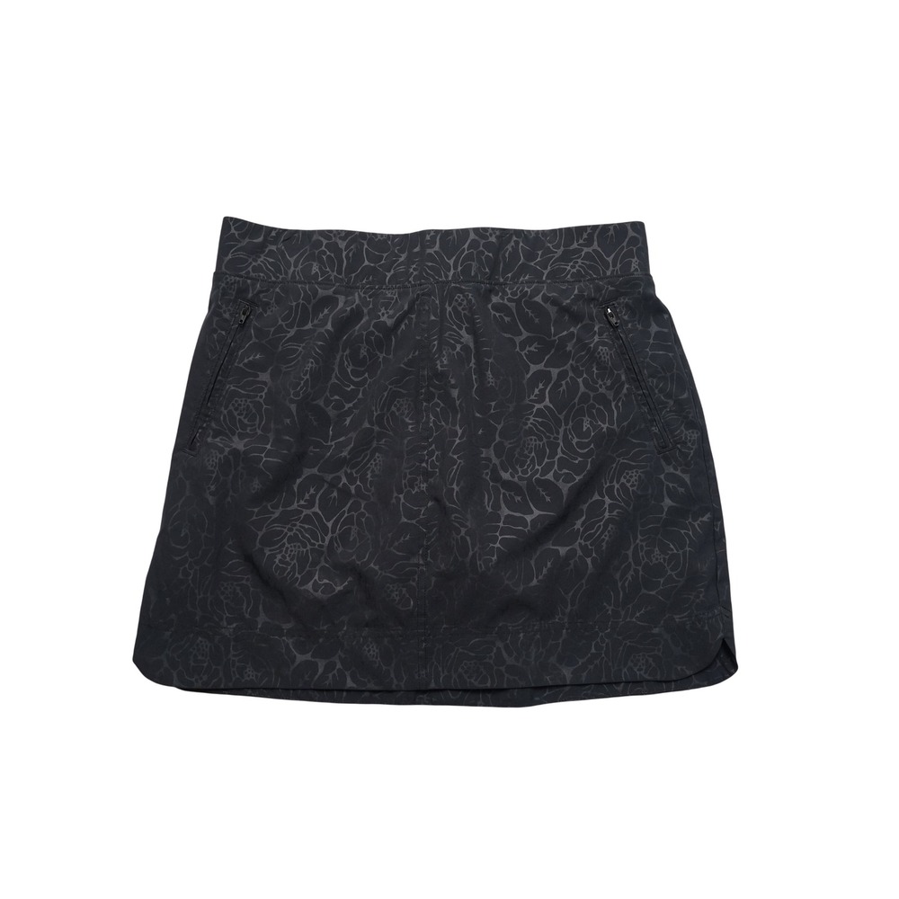 Orvis Skort Women Medium Black Floral Hiking Golf Built In Shorts Zip Pockets